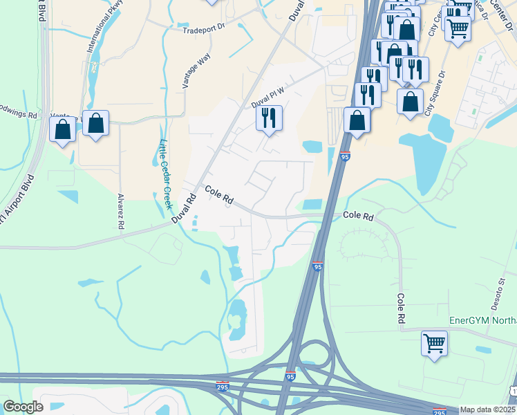 map of restaurants, bars, coffee shops, grocery stores, and more near 13227 Spartina Grass Drive in Jacksonville