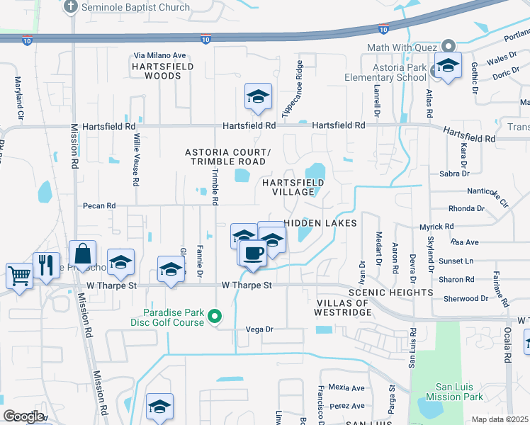 map of restaurants, bars, coffee shops, grocery stores, and more near 1938 Patsy Ann Court North in Tallahassee