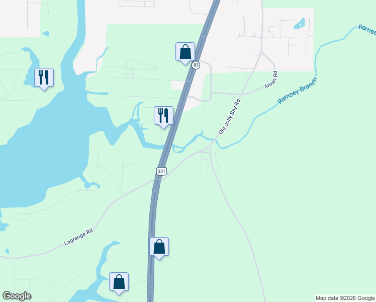 map of restaurants, bars, coffee shops, grocery stores, and more near 17661 U.S. 331 in Freeport
