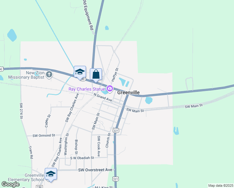 map of restaurants, bars, coffee shops, grocery stores, and more near 13757 West US 90 in Greenville