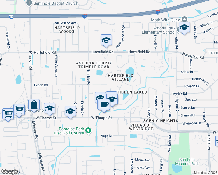 map of restaurants, bars, coffee shops, grocery stores, and more near 1938 Patsy Ann Court North in Tallahassee