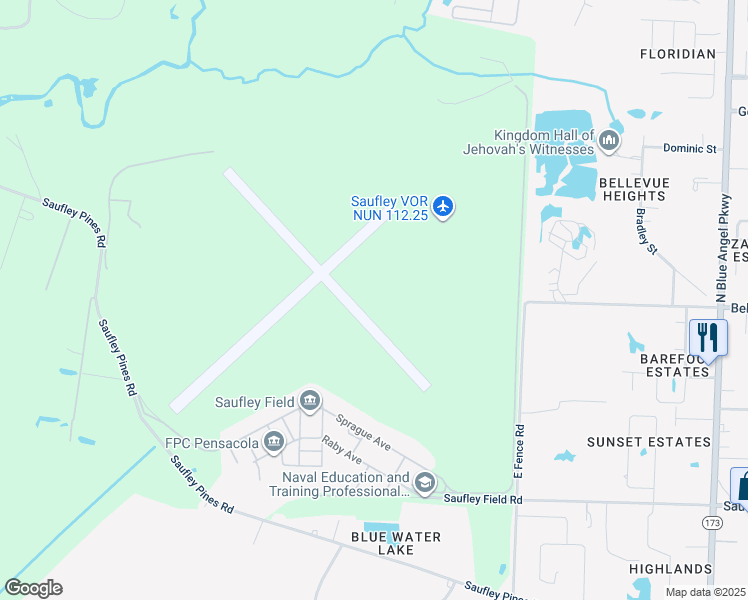 map of restaurants, bars, coffee shops, grocery stores, and more near in Pensacola