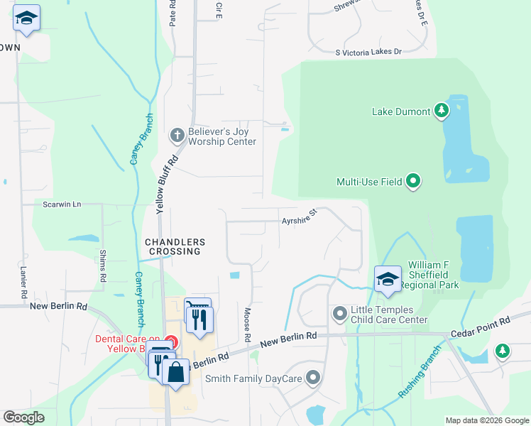map of restaurants, bars, coffee shops, grocery stores, and more near 3362 Guernsey Court in Jacksonville