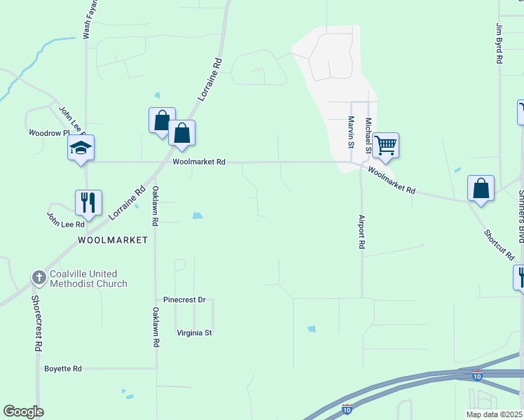 map of restaurants, bars, coffee shops, grocery stores, and more near 12450 Raintree Place in Biloxi