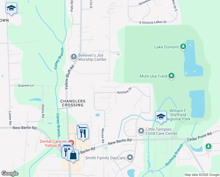 map of restaurants, bars, coffee shops, grocery stores, and more near 3362 Guernsey Court in Jacksonville