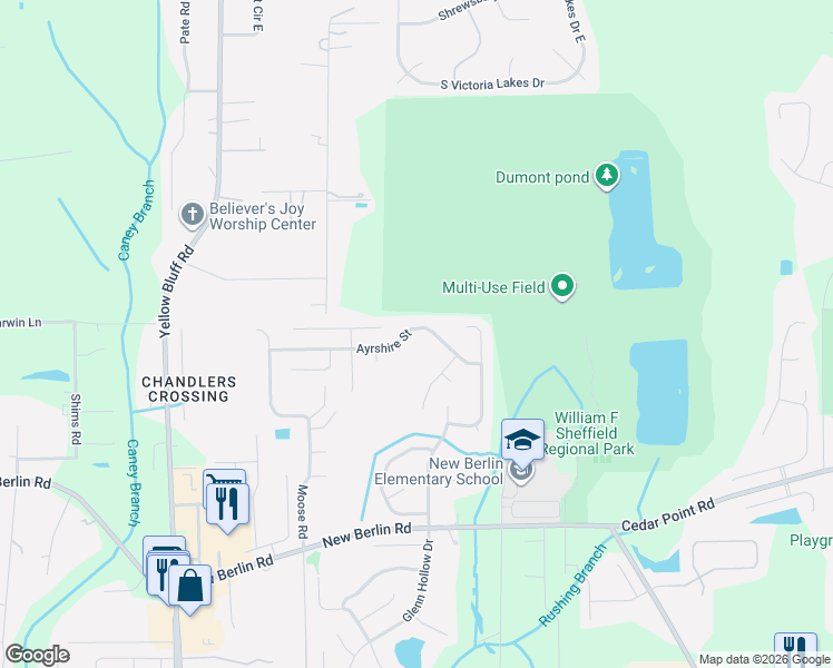 map of restaurants, bars, coffee shops, grocery stores, and more near 3489 Ayrshire Street in Jacksonville