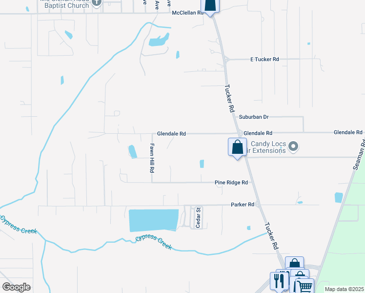 map of restaurants, bars, coffee shops, grocery stores, and more near 14605 Glendale Road in Ocean Springs