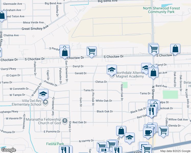 map of restaurants, bars, coffee shops, grocery stores, and more near 2360 Pin Oak Street in Baton Rouge