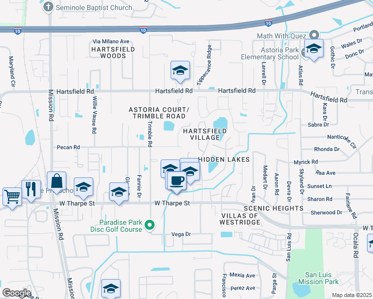 map of restaurants, bars, coffee shops, grocery stores, and more near 1938 Patsy Ann Court North in Tallahassee