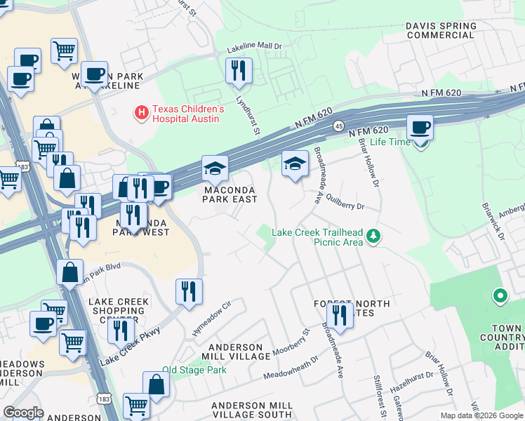 map of restaurants, bars, coffee shops, grocery stores, and more near 3401 South Lamar Boulevard in Austin
