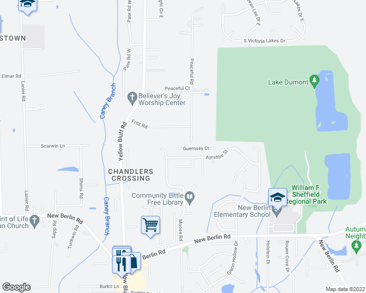 map of restaurants, bars, coffee shops, grocery stores, and more near 3305 Guernsey Court in Jacksonville