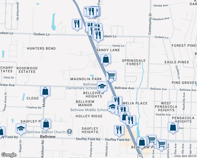 map of restaurants, bars, coffee shops, grocery stores, and more near in 
