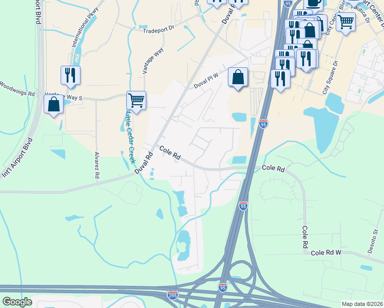 map of restaurants, bars, coffee shops, grocery stores, and more near 1356 Cole Road in Jacksonville