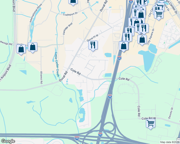 map of restaurants, bars, coffee shops, grocery stores, and more near 13227 Spartina Grass Drive in Jacksonville