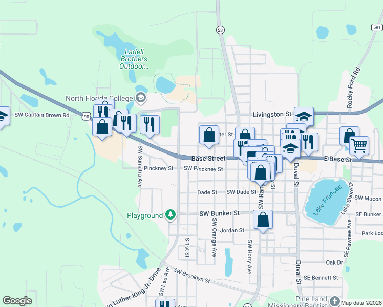 map of restaurants, bars, coffee shops, grocery stores, and more near 382 West Base Street in Madison