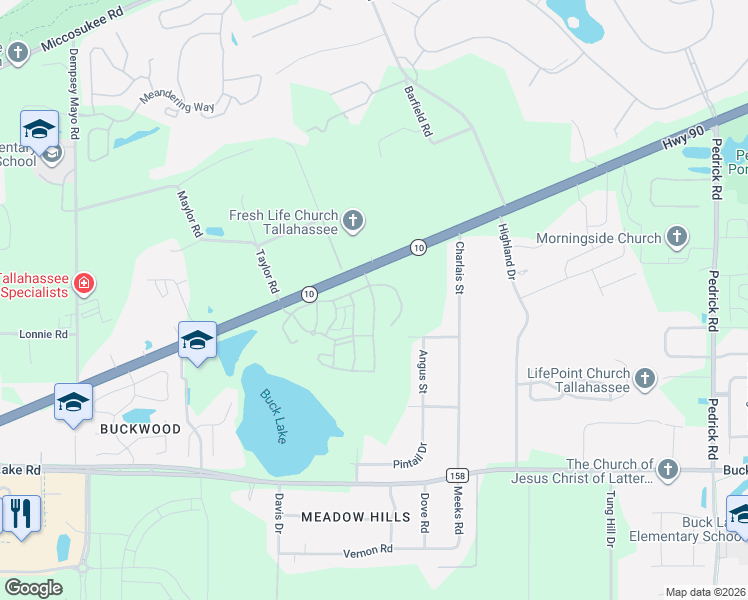 map of restaurants, bars, coffee shops, grocery stores, and more near 4746 U.S. 90 in Tallahassee