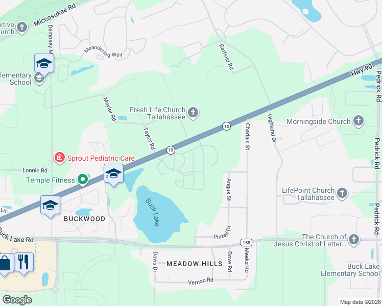 map of restaurants, bars, coffee shops, grocery stores, and more near 4746 U.S. 90 in Tallahassee