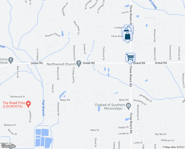 map of restaurants, bars, coffee shops, grocery stores, and more near 14221 Oneal Road in Gulfport