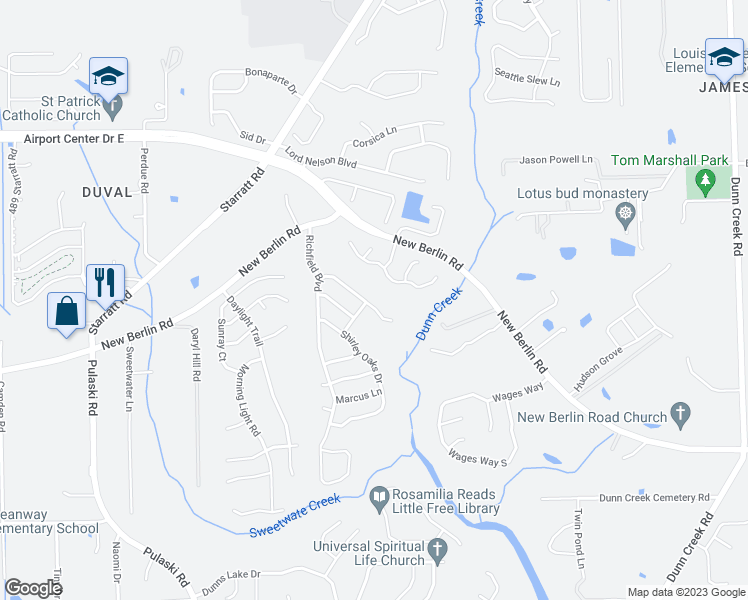 map of restaurants, bars, coffee shops, grocery stores, and more near 1381 Marsh Grass Court in Jacksonville