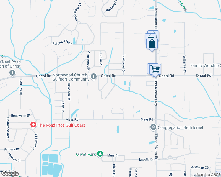 map of restaurants, bars, coffee shops, grocery stores, and more near 14221 Oneal Road in Gulfport