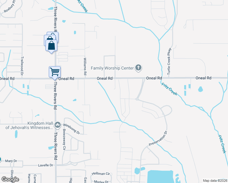 map of restaurants, bars, coffee shops, grocery stores, and more near 12488 Oneal Road in Gulfport