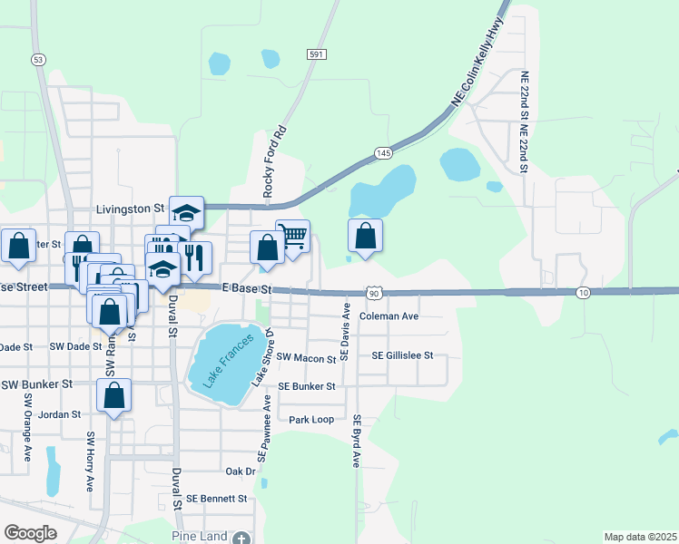 map of restaurants, bars, coffee shops, grocery stores, and more near 819 East Base Street in Madison