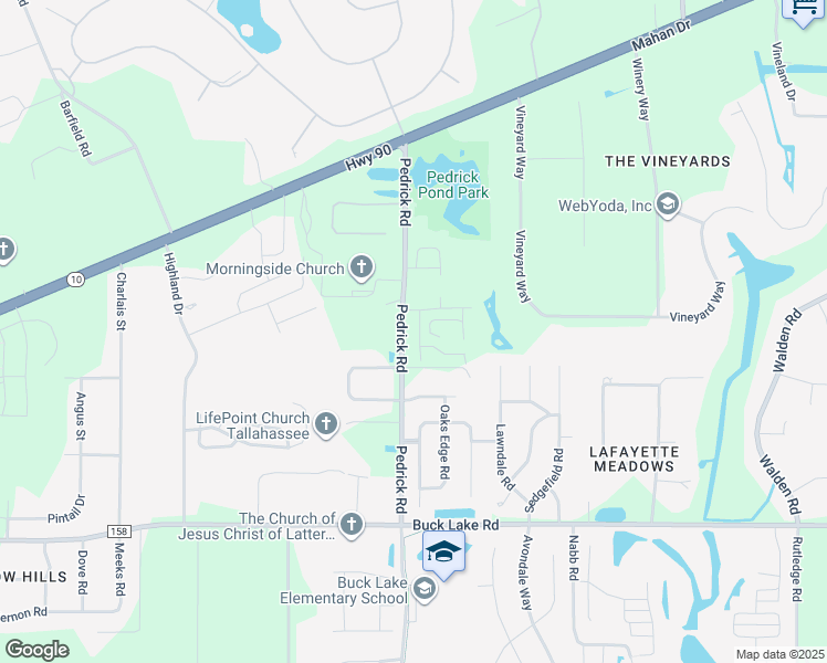 map of restaurants, bars, coffee shops, grocery stores, and more near 1424-1518 Pedrick Rd in Tallahassee