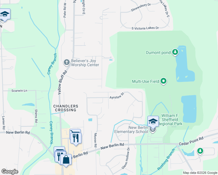 map of restaurants, bars, coffee shops, grocery stores, and more near 3444 Guernsey Court in Jacksonville