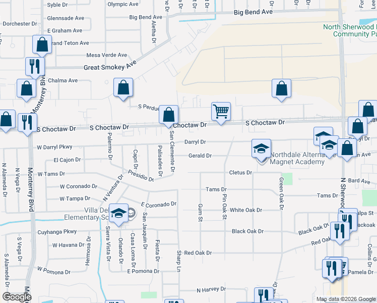 map of restaurants, bars, coffee shops, grocery stores, and more near 10224 Gerald Drive in Baton Rouge