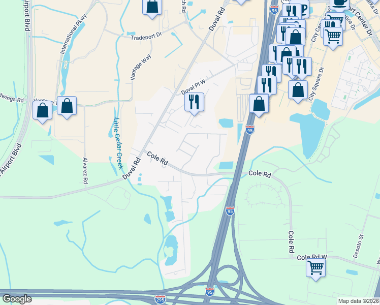 map of restaurants, bars, coffee shops, grocery stores, and more near 13227 Spartina Grass Drive in Jacksonville