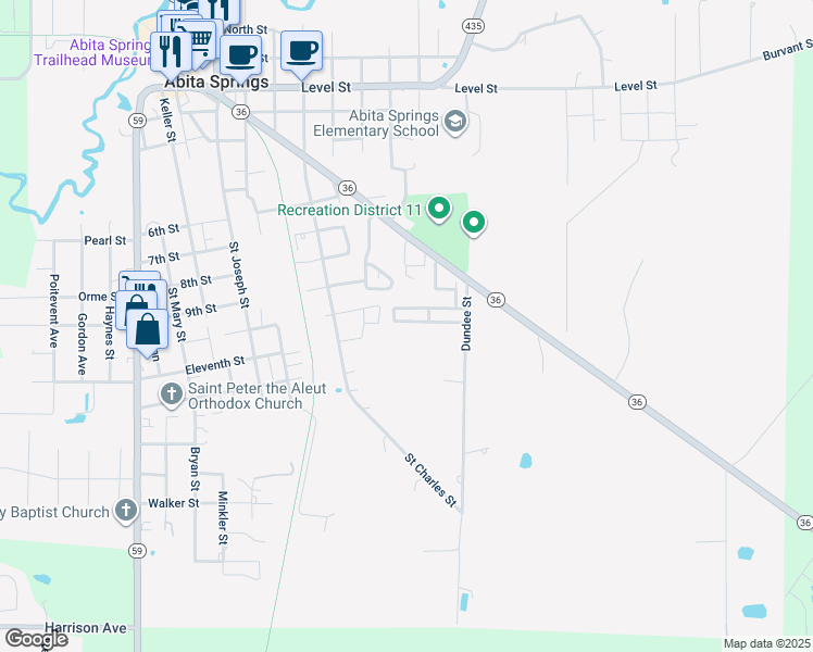 map of restaurants, bars, coffee shops, grocery stores, and more near 3085 Dundee Loop South in Abita Springs