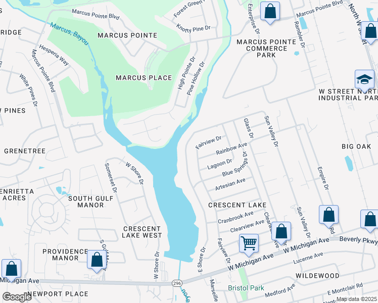 map of restaurants, bars, coffee shops, grocery stores, and more near 6120 East Shore Drive in Pensacola