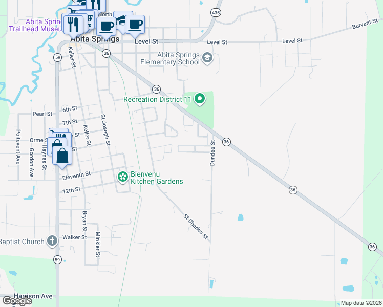 map of restaurants, bars, coffee shops, grocery stores, and more near 2080 Dundee Loop South in Abita Springs
