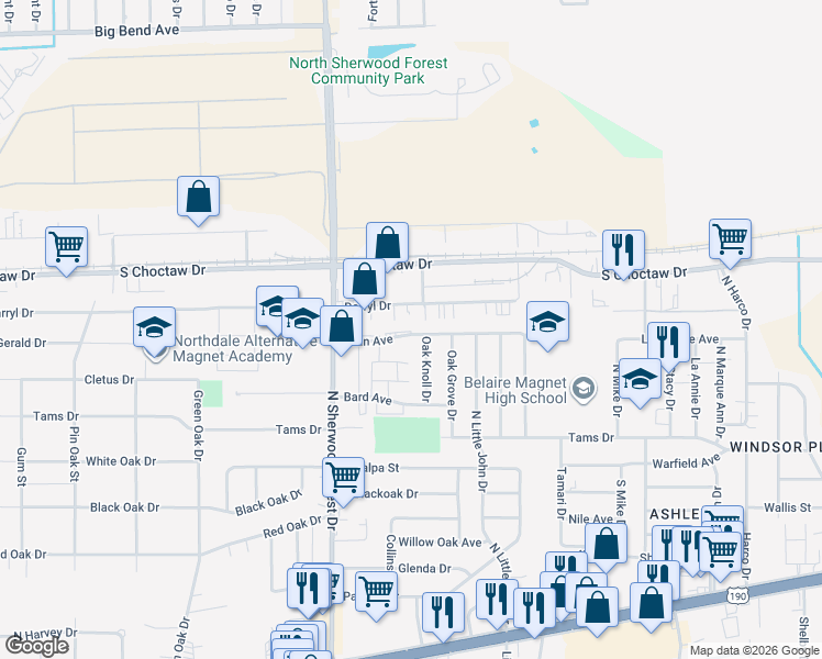 map of restaurants, bars, coffee shops, grocery stores, and more near 11545 Stan Avenue in Baton Rouge