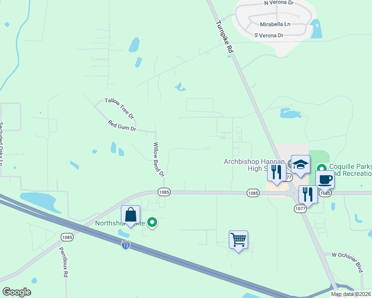 map of restaurants, bars, coffee shops, grocery stores, and more near 375 Rue Charlotte in Madisonville