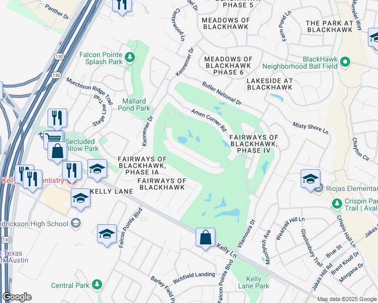 map of restaurants, bars, coffee shops, grocery stores, and more near 19316 Sea Island Drive in Pflugerville