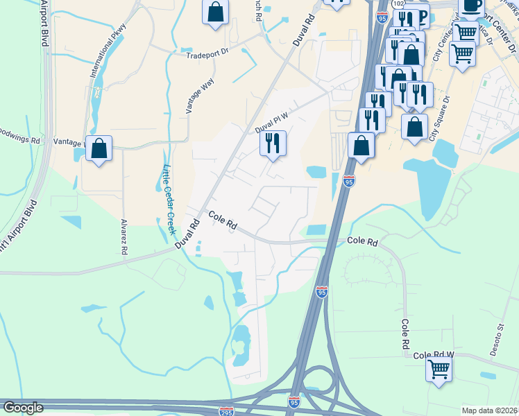map of restaurants, bars, coffee shops, grocery stores, and more near 1329 Grassland Avenue in Jacksonville