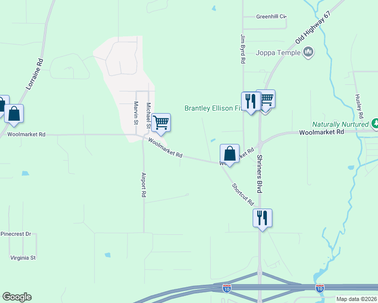 map of restaurants, bars, coffee shops, grocery stores, and more near 8278 Woolmarket Road in Biloxi