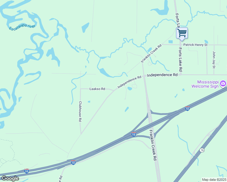 map of restaurants, bars, coffee shops, grocery stores, and more near 11186 Independence Road in Moss Point