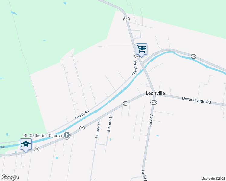 map of restaurants, bars, coffee shops, grocery stores, and more near 147 Brooke Street in Opelousas