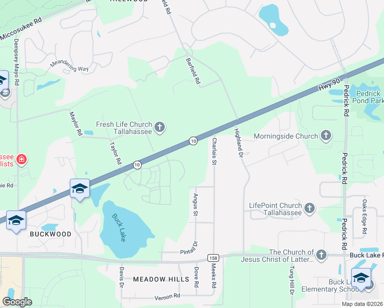 map of restaurants, bars, coffee shops, grocery stores, and more near 1992 Charlais Street in Tallahassee