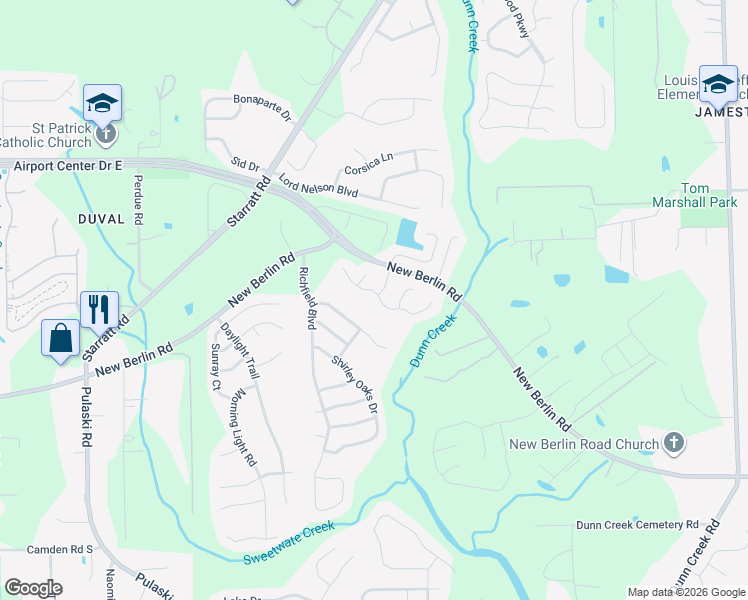 map of restaurants, bars, coffee shops, grocery stores, and more near 1390 Lindsey Crossing Drive in Jacksonville