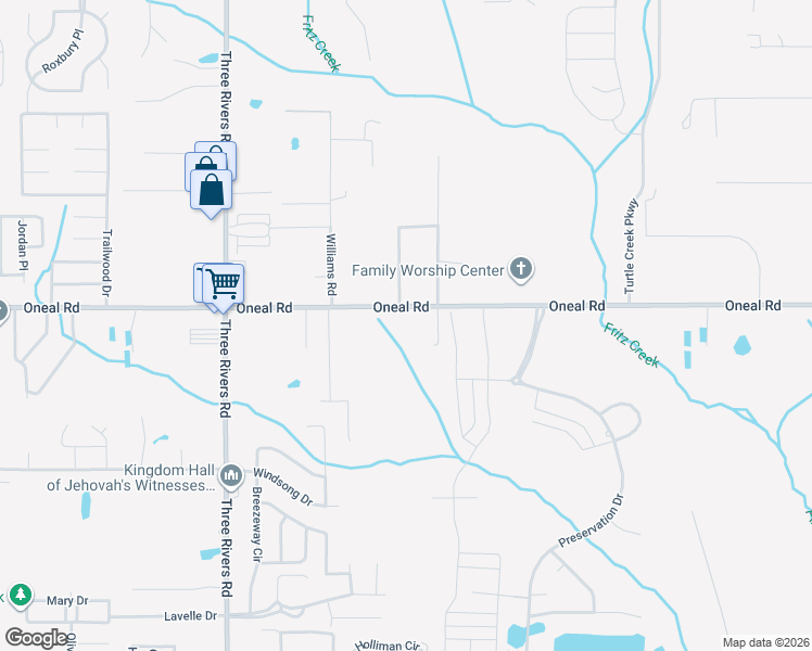 map of restaurants, bars, coffee shops, grocery stores, and more near 13309 Oneal Road in Gulfport