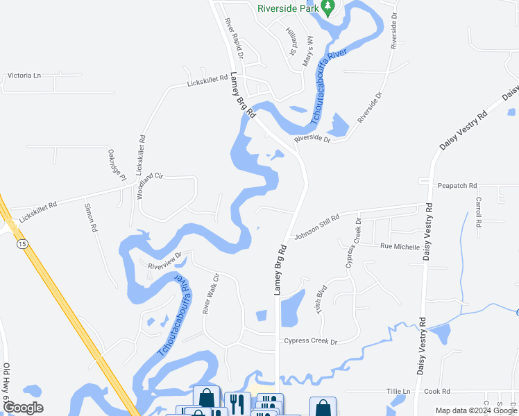 map of restaurants, bars, coffee shops, grocery stores, and more near 3528 River Bluff Road in Biloxi
