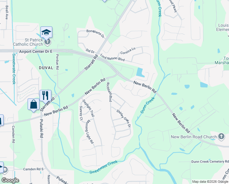 map of restaurants, bars, coffee shops, grocery stores, and more near 1329 Marsh Grass Court in Jacksonville