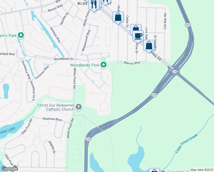 map of restaurants, bars, coffee shops, grocery stores, and more near 504 South Greenwood Cove in Niceville