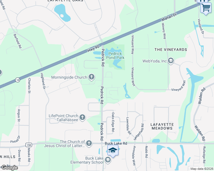 map of restaurants, bars, coffee shops, grocery stores, and more near 1413 Pedrick Road in Tallahassee