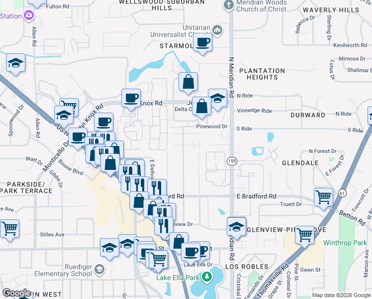 map of restaurants, bars, coffee shops, grocery stores, and more near 149 Southeast Villas Court in Tallahassee