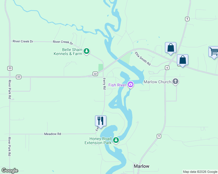 map of restaurants, bars, coffee shops, grocery stores, and more near 16841-16899 Ferry Road Circle in Fairhope