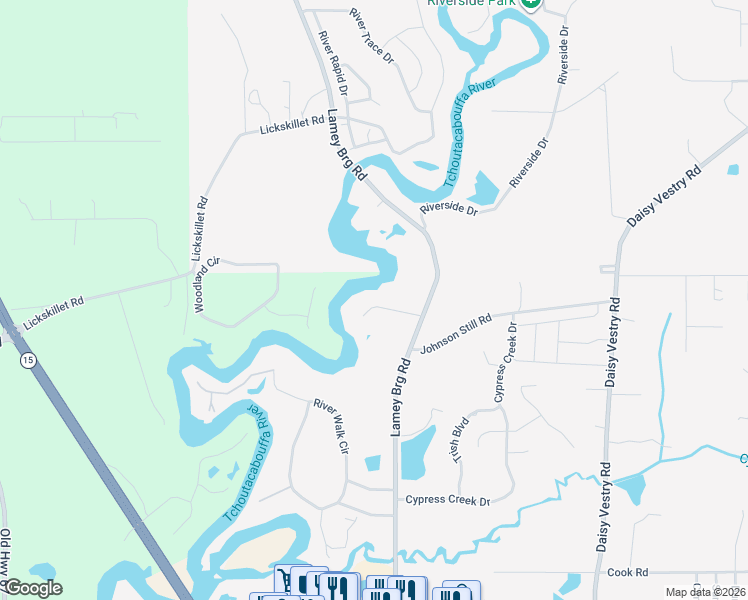 map of restaurants, bars, coffee shops, grocery stores, and more near 3528 River Bluff Road in Biloxi